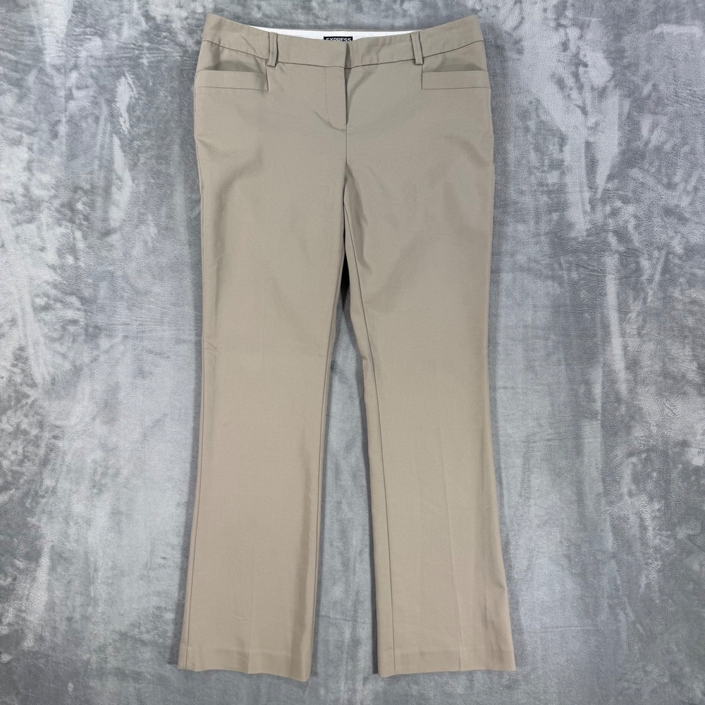 Express Columnist Bootcut Dress Pants Women's 10R Khaki Tan Mid Rise Workwear
